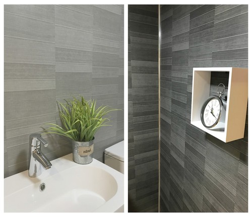Modern tile effect bathroom - tile,